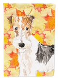 Fall Leaves Fox Terrier House Flag 28x40 Porch Sleeve Pole Decorative Outside Yard Banner Artwork Wall Hanging, Polyester