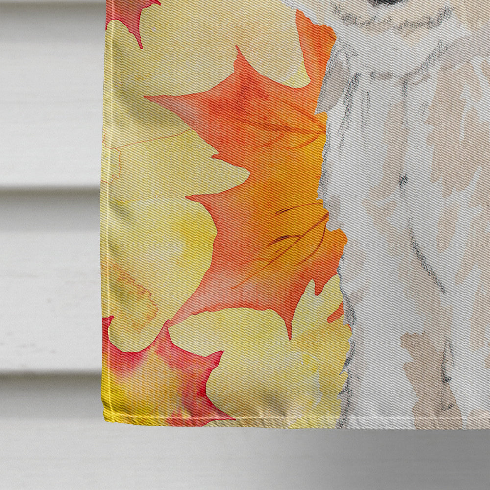 Fall Leaves Fox Terrier House Flag 28x40 Porch Sleeve Pole Decorative Outside Yard Banner Artwork Wall Hanging, Polyester