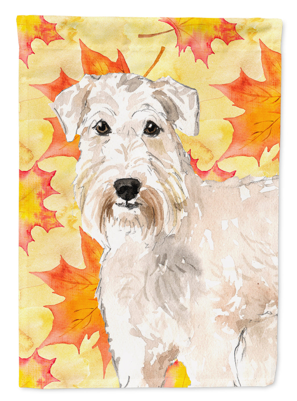 Fall Leaves Wheaten Terrier House Flag 28x40 Porch Sleeve Pole Decorative Outside Yard Banner Artwork Wall Hanging, Polyester