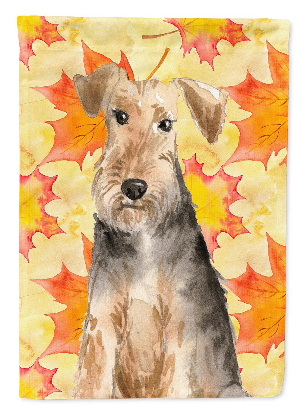 Fall Leaves Welsh Terrier House Flag 28x40 Porch Sleeve Pole Decorative Outside Yard Banner Artwork Wall Hanging, Polyester