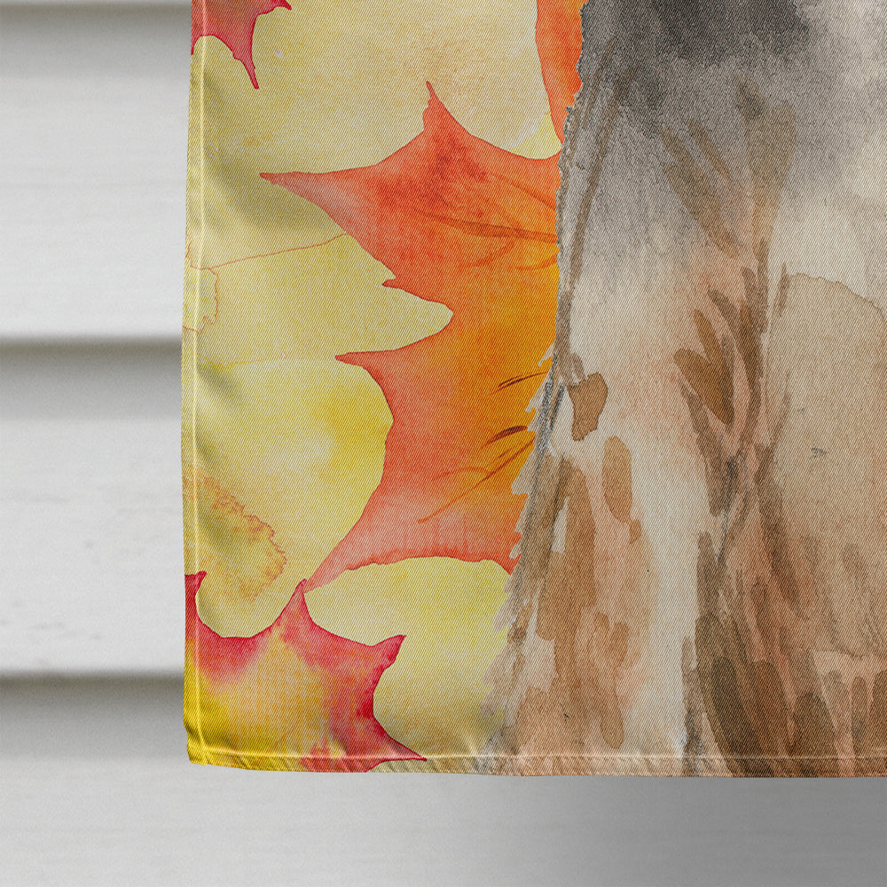 Fall Leaves Welsh Terrier House Flag 28x40 Porch Sleeve Pole Decorative Outside Yard Banner Artwork Wall Hanging, Polyester