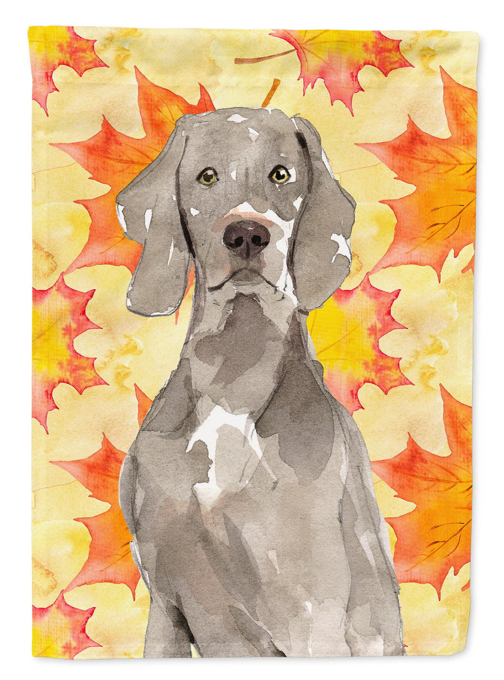 Fall Leaves Weimaraner House Flag 28x40 Porch Sleeve Pole Decorative Outside Yard Banner Artwork Wall Hanging, Polyester