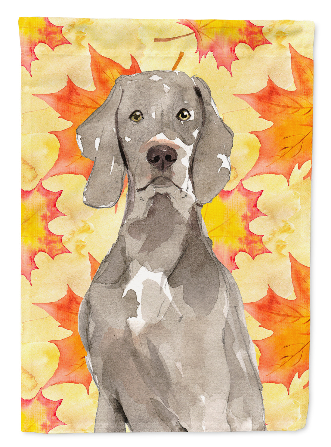 Fall Leaves Weimaraner House Flag 28x40 Porch Sleeve Pole Decorative Outside Yard Banner Artwork Wall Hanging, Polyester