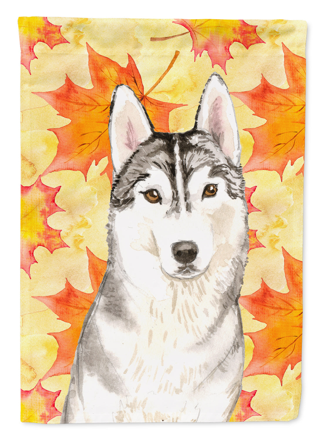 Fall Leaves Siberian Husky House Flag 28x40 Porch Sleeve Pole Decorative Outside Yard Banner Artwork Wall Hanging, Polyester