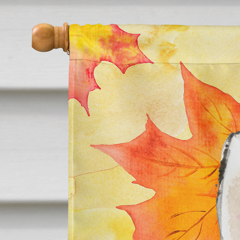 Fall Leaves Siberian Husky House Flag 28x40 Porch Sleeve Pole Decorative Outside Yard Banner Artwork Wall Hanging, Polyester