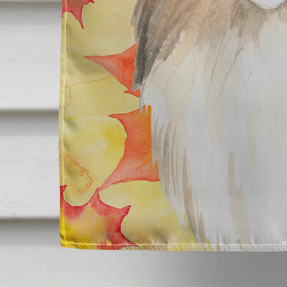 Fall Leaves Sheltie House Flag 28x40 Porch Sleeve Pole Decorative Outside Yard Banner Artwork Wall Hanging, Polyester