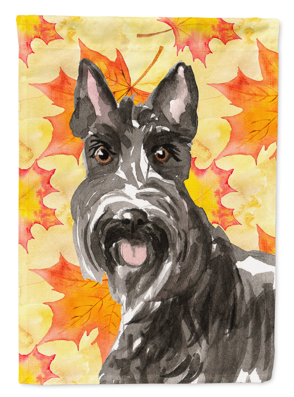 Fall Leaves Scottish Terrier House Flag 28x40 Porch Sleeve Pole Decorative Outside Yard Banner Artwork Wall Hanging, Polyester