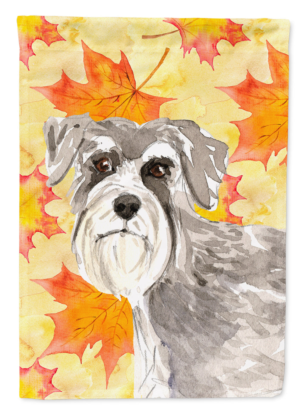 Fall Leaves Schnauzer #1 House Flag 28x40 Porch Sleeve Pole Decorative Outside Yard Banner Artwork Wall Hanging, Polyester