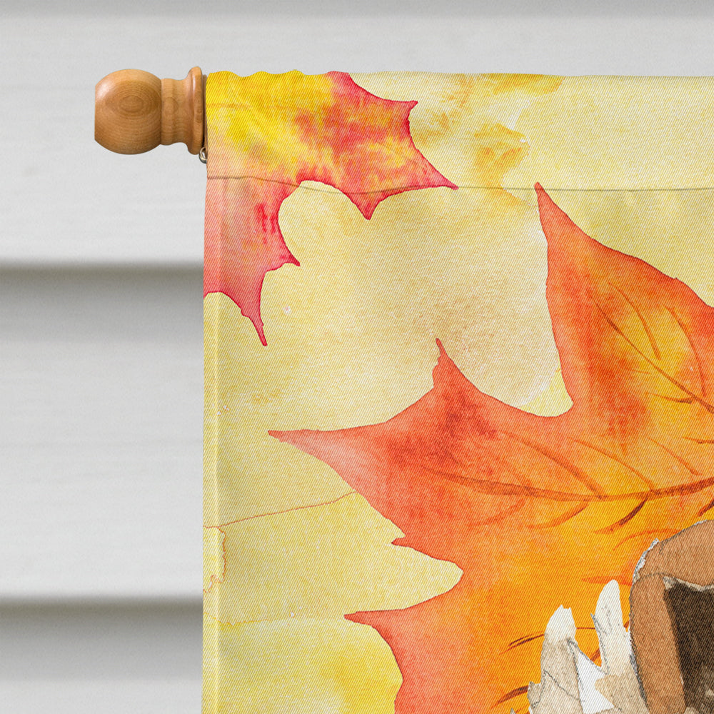 Fall Leaves Rough Collie House Flag 28x40 Porch Sleeve Pole Decorative Outside Yard Banner Artwork Wall Hanging, Polyester