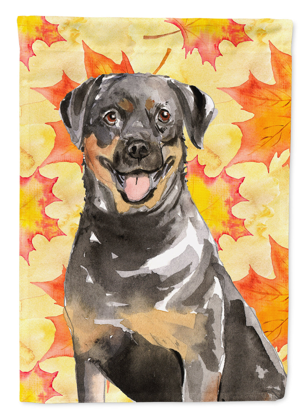 Fall Leaves Rottweiler House Flag 28x40 Porch Sleeve Pole Decorative Outside Yard Banner Artwork Wall Hanging, Polyester