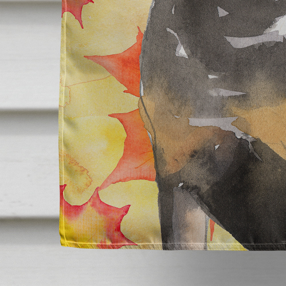 Fall Leaves Rottweiler House Flag 28x40 Porch Sleeve Pole Decorative Outside Yard Banner Artwork Wall Hanging, Polyester