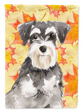 Fall Leaves Schnauzer #2 House Flag 28x40 Porch Sleeve Pole Decorative Outside Yard Banner Artwork Wall Hanging, Polyester