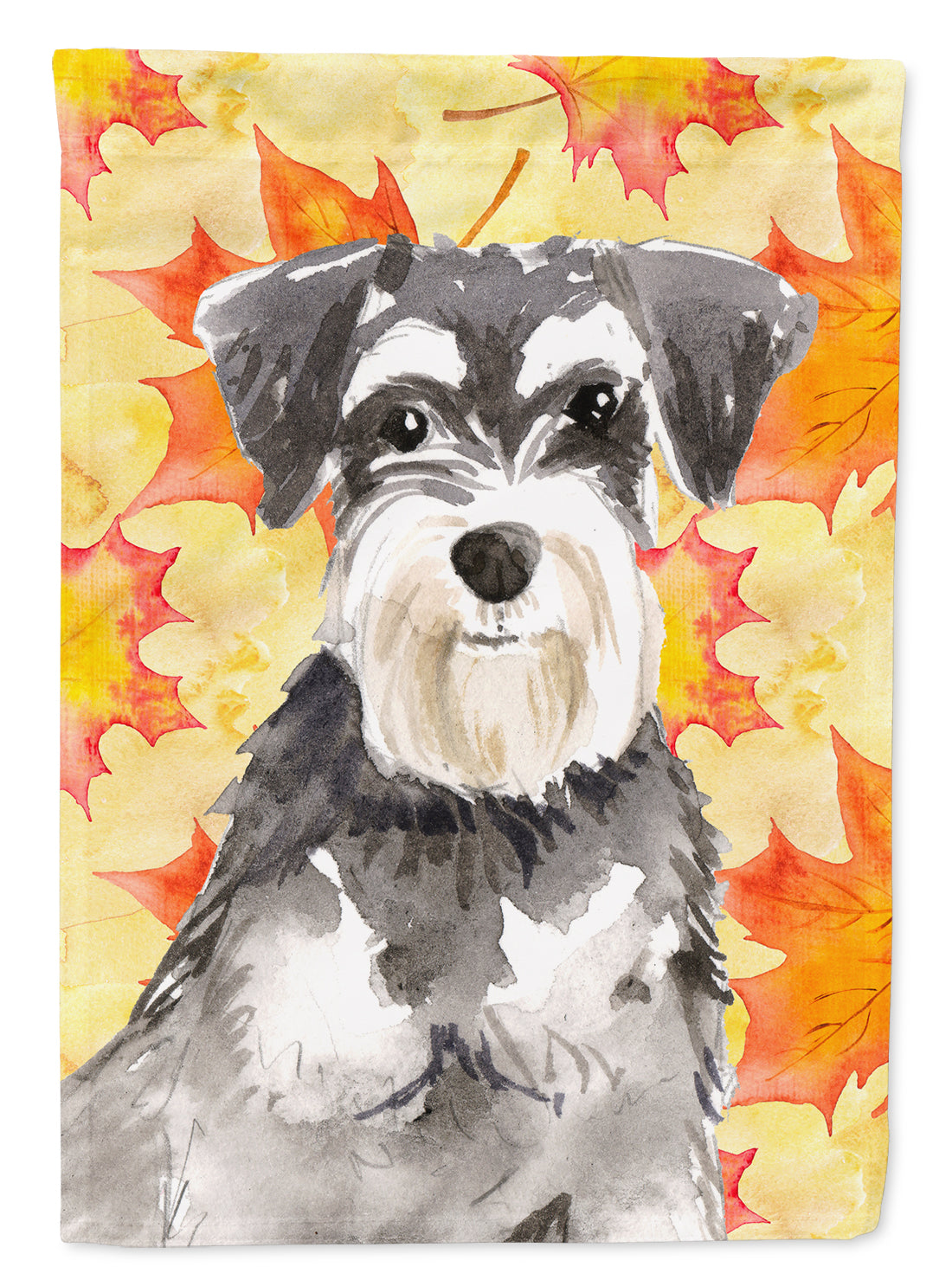 Fall Leaves Schnauzer #2 House Flag 28x40 Porch Sleeve Pole Decorative Outside Yard Banner Artwork Wall Hanging, Polyester