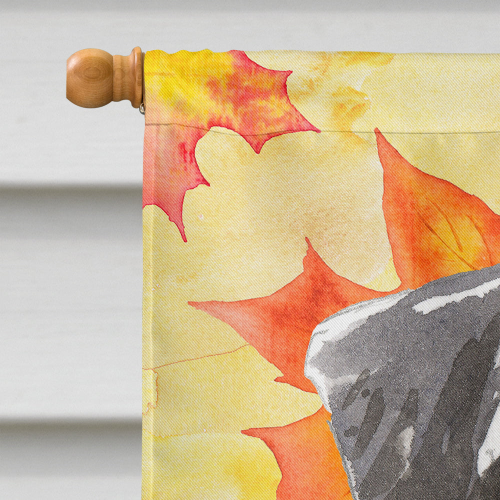 Fall Leaves Schnauzer #2 House Flag 28x40 Porch Sleeve Pole Decorative Outside Yard Banner Artwork Wall Hanging, Polyester