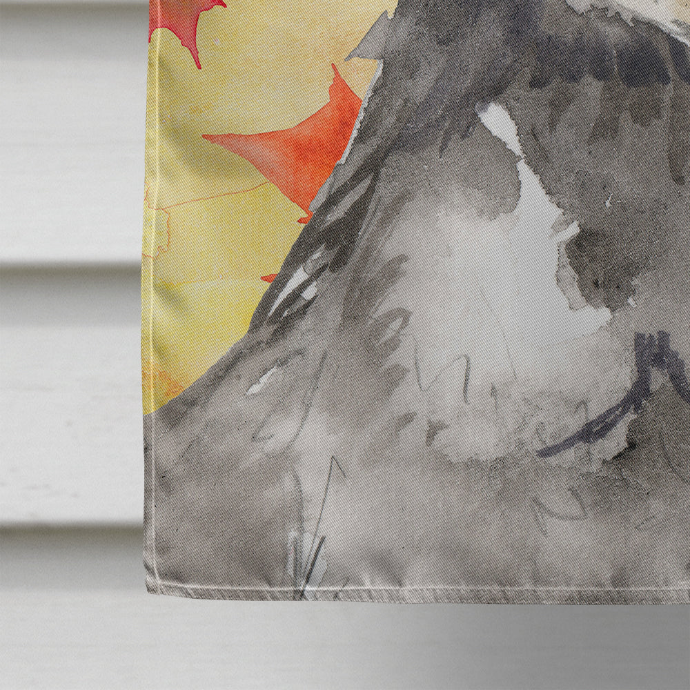 Fall Leaves Schnauzer #2 House Flag 28x40 Porch Sleeve Pole Decorative Outside Yard Banner Artwork Wall Hanging, Polyester