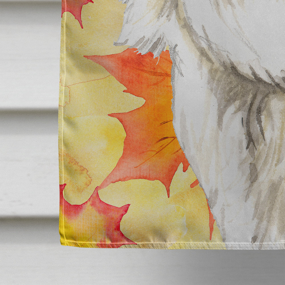 Fall Leaves Maltese House Flag 28x40 Porch Sleeve Pole Decorative Outside Yard Banner Artwork Wall Hanging, Polyester