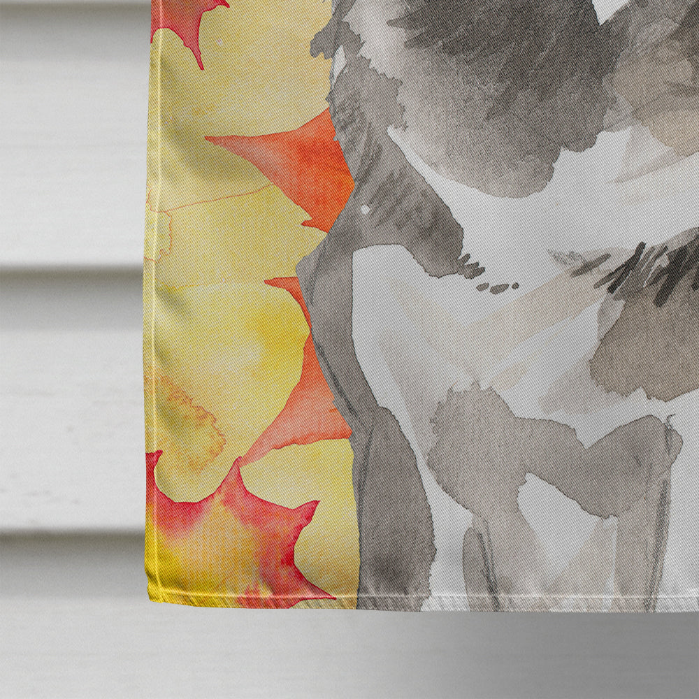Fall Leaves Alaskan Malamute House Flag 28x40 Porch Sleeve Pole Decorative Outside Yard Banner Artwork Wall Hanging, Polyester
