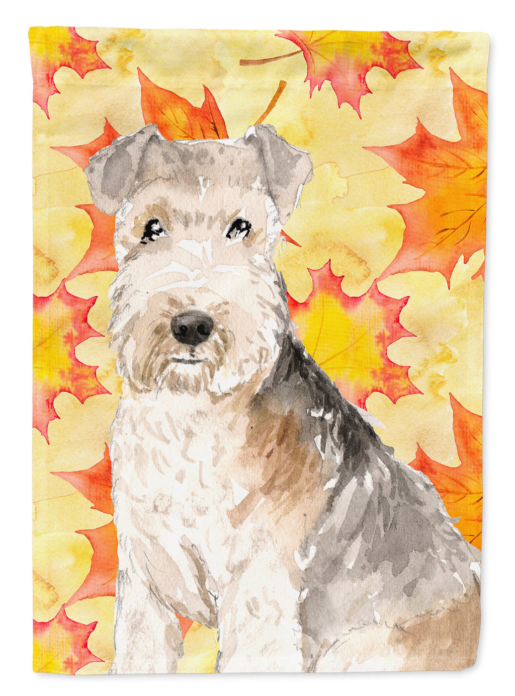 Fall Leaves Lakeland Terrier House Flag 28x40 Porch Sleeve Pole Decorative Outside Yard Banner Artwork Wall Hanging, Polyester