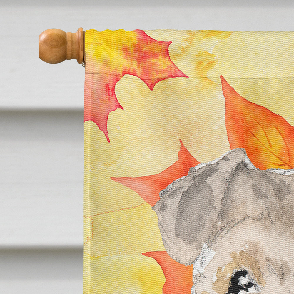 Fall Leaves Lakeland Terrier House Flag 28x40 Porch Sleeve Pole Decorative Outside Yard Banner Artwork Wall Hanging, Polyester