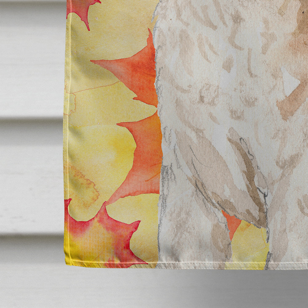 Fall Leaves Lakeland Terrier House Flag 28x40 Porch Sleeve Pole Decorative Outside Yard Banner Artwork Wall Hanging, Polyester
