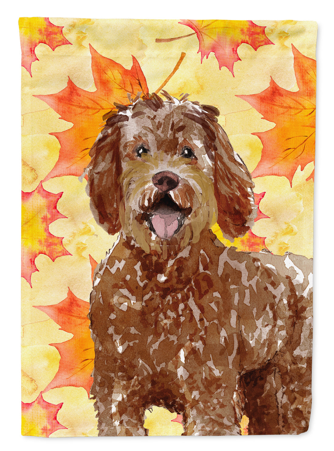 Fall Leaves Labradoodle House Flag 28x40 Porch Sleeve Pole Decorative Outside Yard Banner Artwork Wall Hanging, Polyester