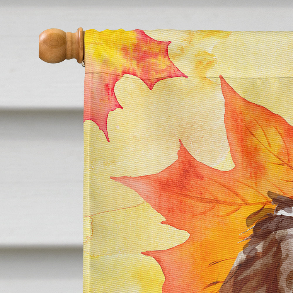 Fall Leaves Labradoodle House Flag 28x40 Porch Sleeve Pole Decorative Outside Yard Banner Artwork Wall Hanging, Polyester