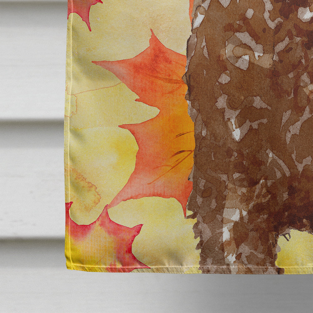Fall Leaves Labradoodle House Flag 28x40 Porch Sleeve Pole Decorative Outside Yard Banner Artwork Wall Hanging, Polyester