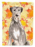 Fall Leaves Irish Wolfhound House Flag 28x40 Porch Sleeve Pole Decorative Outside Yard Banner Artwork Wall Hanging, Polyester