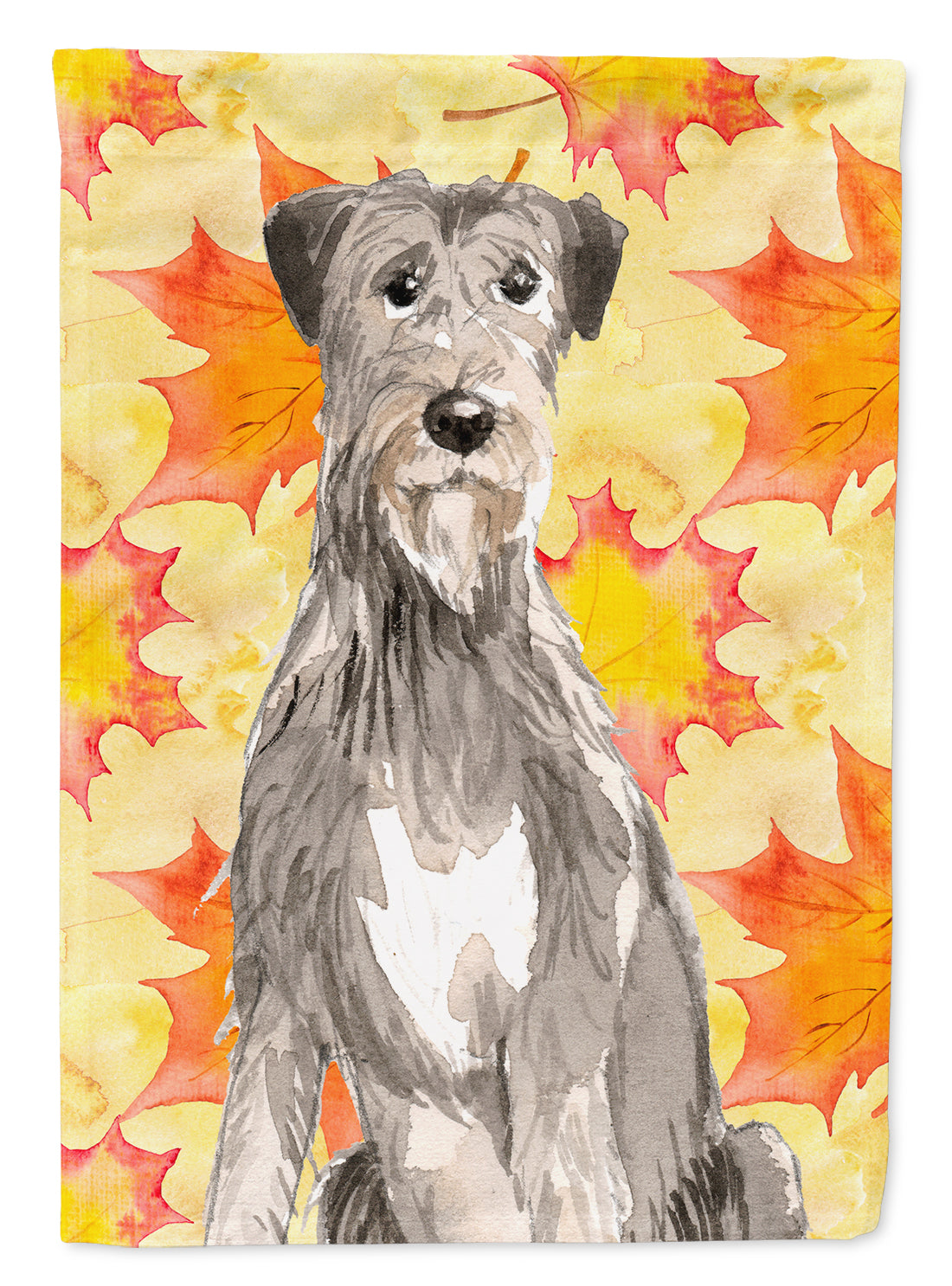 Fall Leaves Irish Wolfhound House Flag 28x40 Porch Sleeve Pole Decorative Outside Yard Banner Artwork Wall Hanging, Polyester