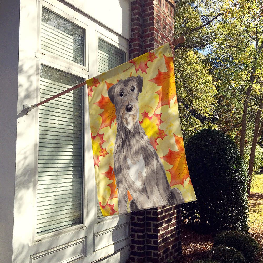 Fall Leaves Irish Wolfhound House Flag 28x40 Porch Sleeve Pole Decorative Outside Yard Banner Artwork Wall Hanging, Polyester