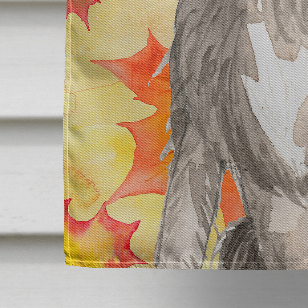Fall Leaves Irish Wolfhound House Flag 28x40 Porch Sleeve Pole Decorative Outside Yard Banner Artwork Wall Hanging, Polyester