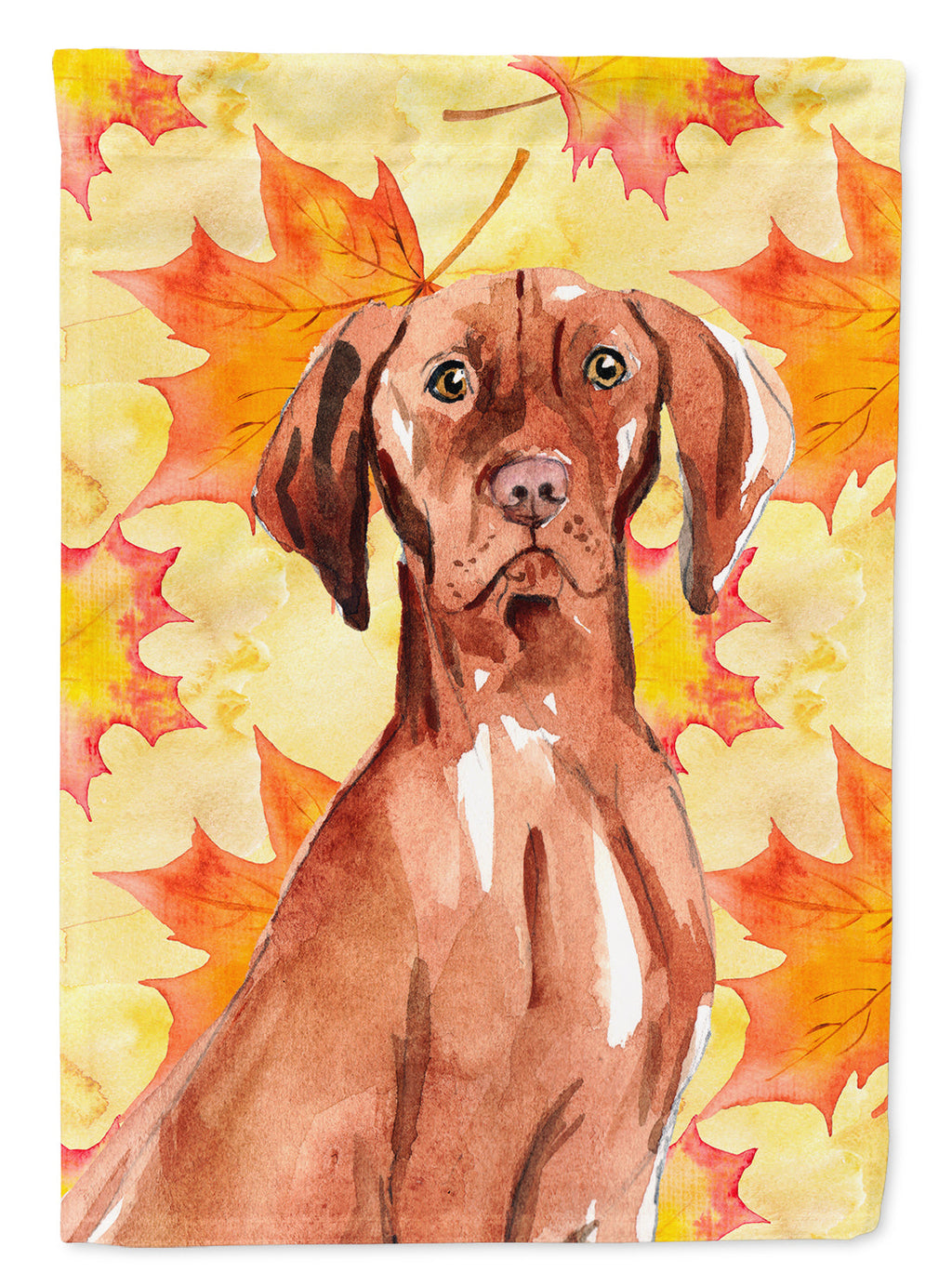 Fall Leaves Vizsla House Flag 28x40 Porch Sleeve Pole Decorative Outside Yard Banner Artwork Wall Hanging, Polyester