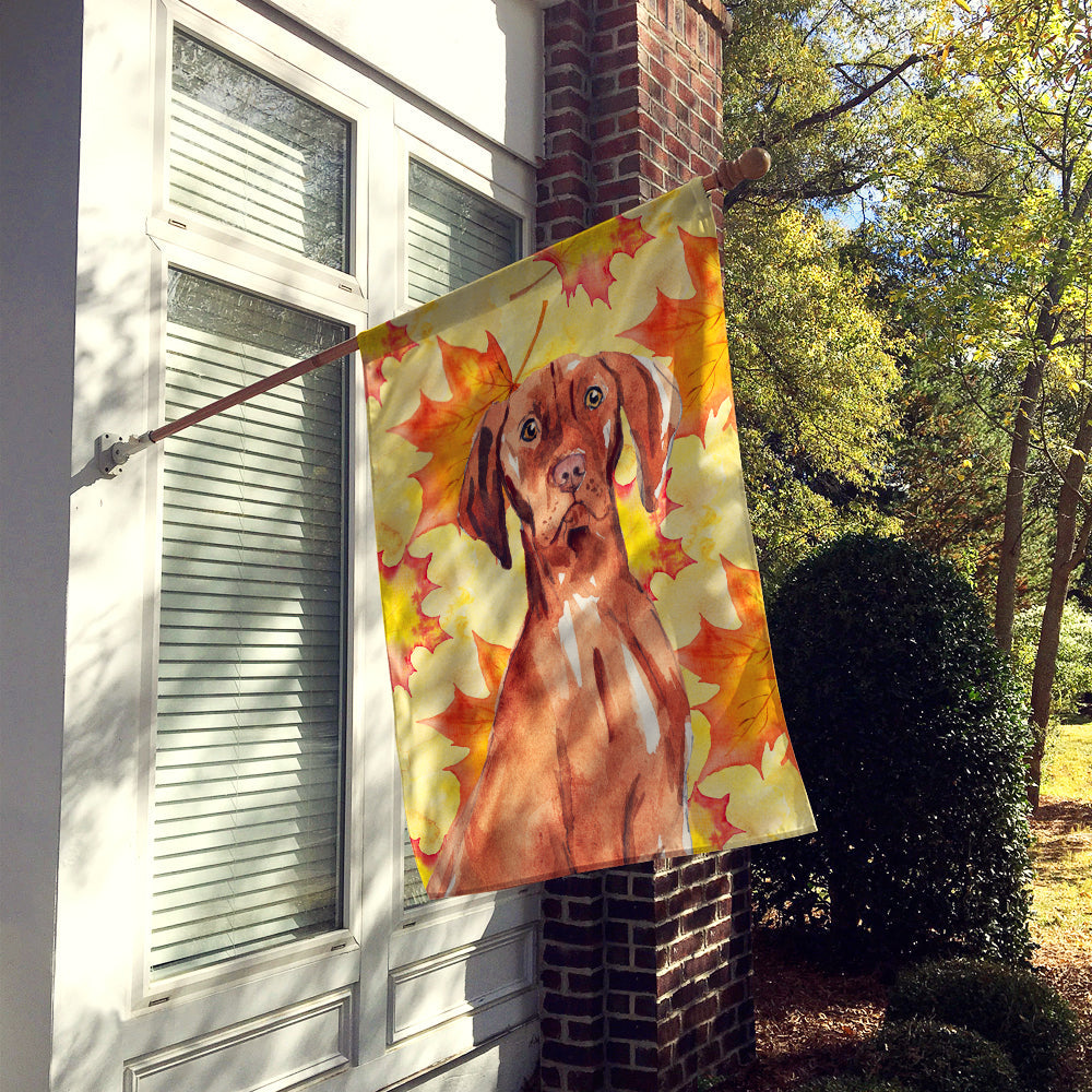 Fall Leaves Vizsla House Flag 28x40 Porch Sleeve Pole Decorative Outside Yard Banner Artwork Wall Hanging, Polyester