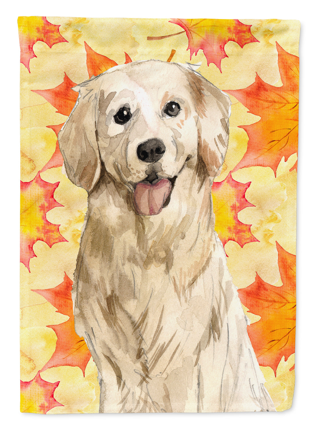 Fall Leaves Golden Retriever House Flag 28x40 Porch Sleeve Pole Decorative Outside Yard Banner Artwork Wall Hanging, Polyester