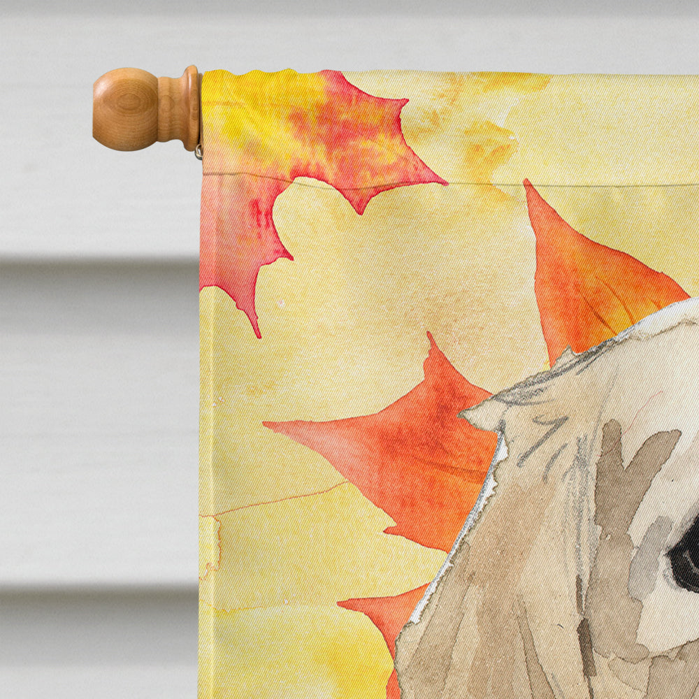 Fall Leaves Golden Retriever House Flag 28x40 Porch Sleeve Pole Decorative Outside Yard Banner Artwork Wall Hanging, Polyester
