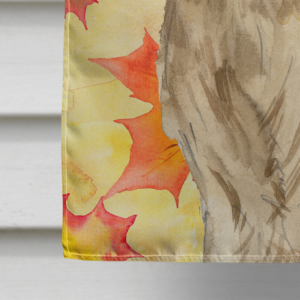 Fall Leaves Golden Retriever House Flag 28x40 Porch Sleeve Pole Decorative Outside Yard Banner Artwork Wall Hanging, Polyester