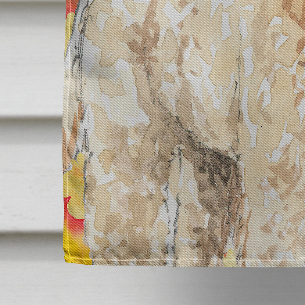 Fall Leaves Goldendoodle House Flag 28x40 Porch Sleeve Pole Decorative Outside Yard Banner Artwork Wall Hanging, Polyester