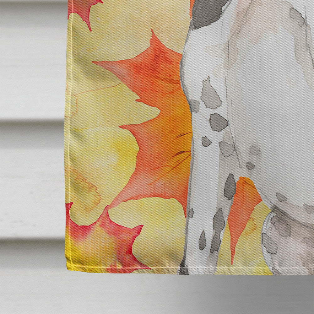Fall Leaves English Pointer House Flag 28x40 Porch Sleeve Pole Decorative Outside Yard Banner Artwork Wall Hanging, Polyester