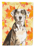 Fall Leaves Catahoula Leopard Dog House Flag 28x40 Porch Sleeve Pole Decorative Outside Yard Banner Artwork Wall Hanging, Polyester