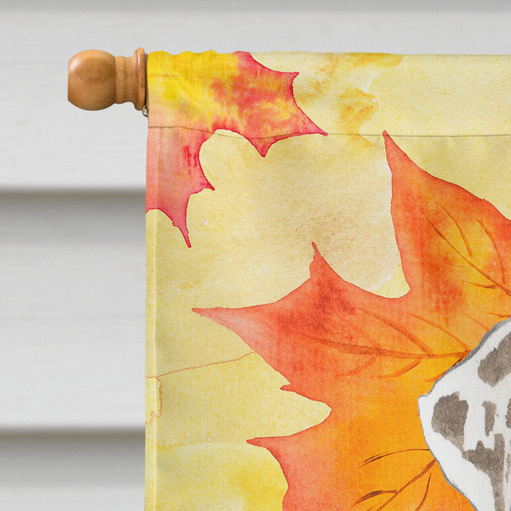 Fall Leaves Catahoula Leopard Dog House Flag 28x40 Porch Sleeve Pole Decorative Outside Yard Banner Artwork Wall Hanging, Polyester