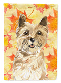 Fall Leaves Cairn Terrier House Flag 28x40 Porch Sleeve Pole Decorative Outside Yard Banner Artwork Wall Hanging, Polyester