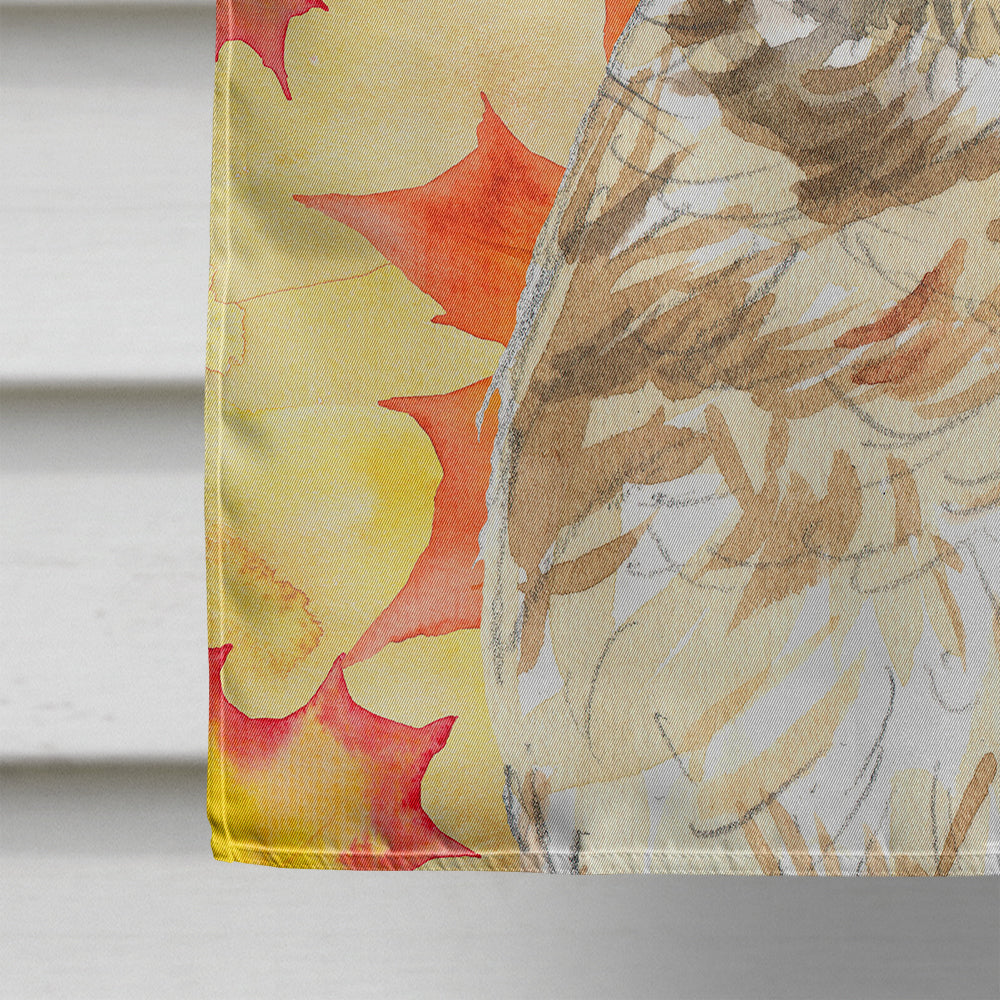 Fall Leaves Cairn Terrier House Flag 28x40 Porch Sleeve Pole Decorative Outside Yard Banner Artwork Wall Hanging, Polyester