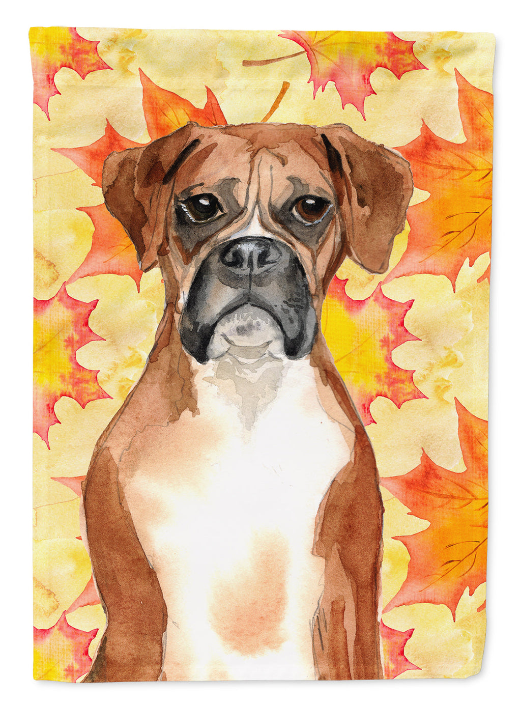 Fall Leaves Boxer House Flag 28x40 Porch Sleeve Pole Decorative Outside Yard Banner Artwork Wall Hanging, Polyester