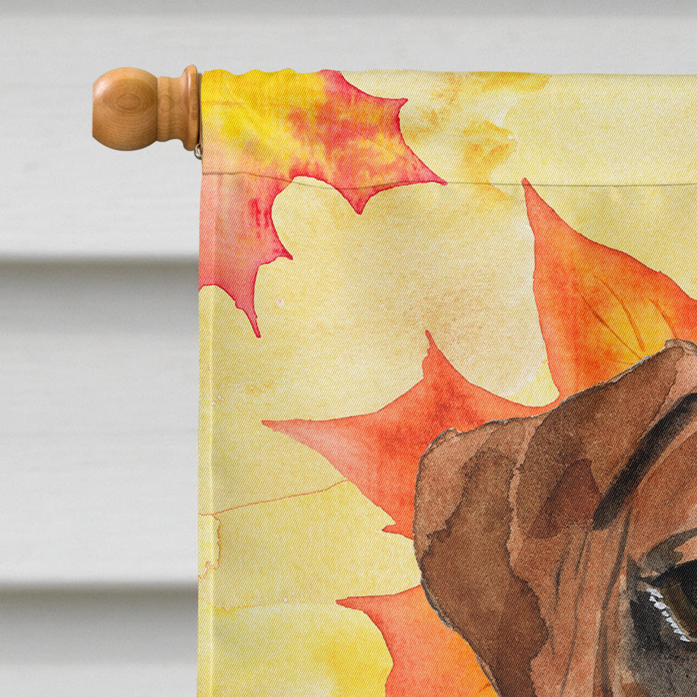 Fall Leaves Boxer House Flag 28x40 Porch Sleeve Pole Decorative Outside Yard Banner Artwork Wall Hanging, Polyester