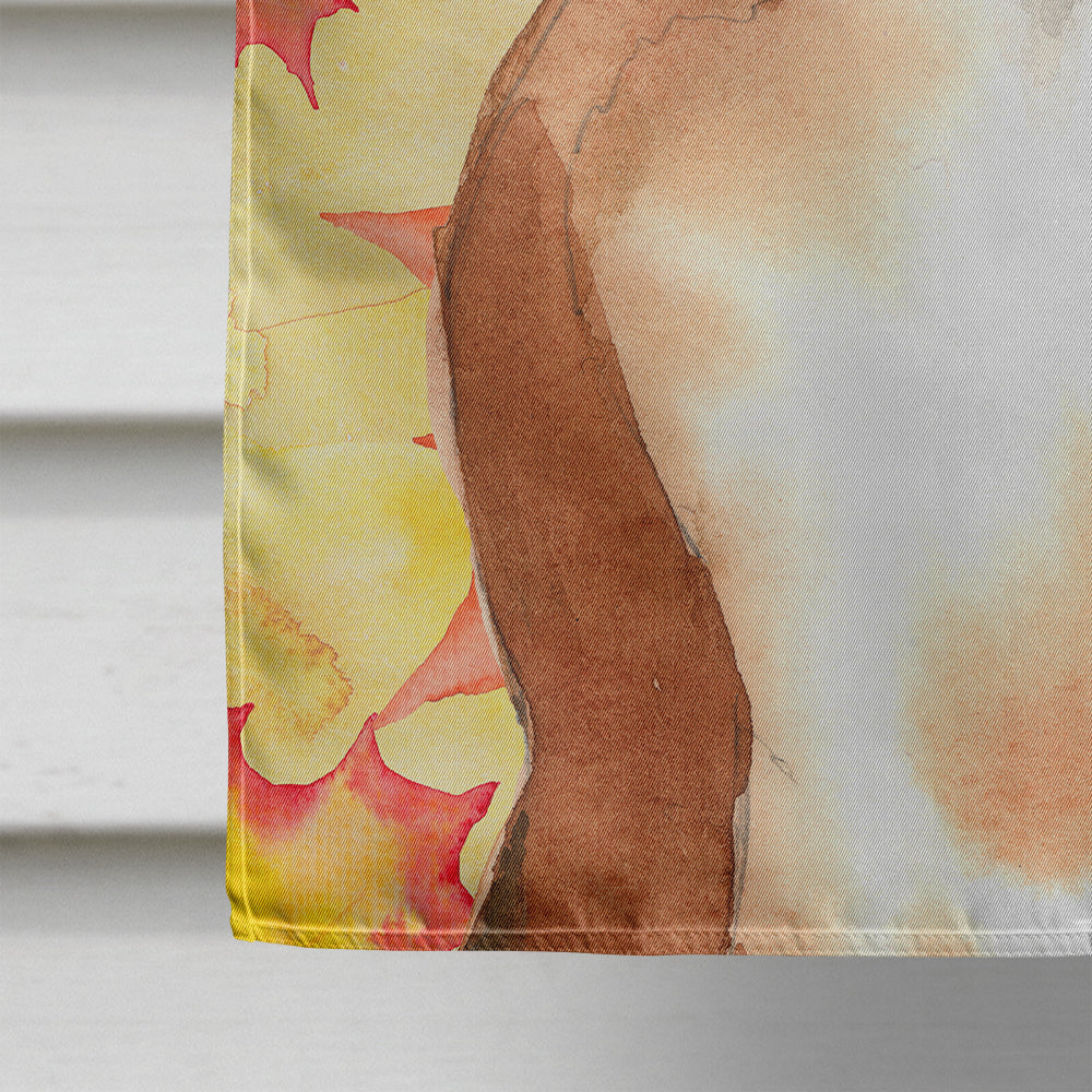 Fall Leaves Boxer House Flag 28x40 Porch Sleeve Pole Decorative Outside Yard Banner Artwork Wall Hanging, Polyester