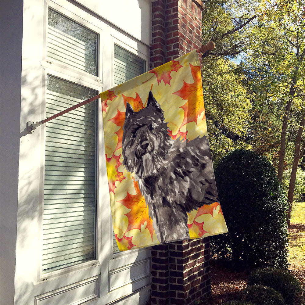 Fall Leaves Bouvier des Flandres House Flag 28x40 Porch Sleeve Pole Decorative Outside Yard Banner Artwork Wall Hanging, Polyester