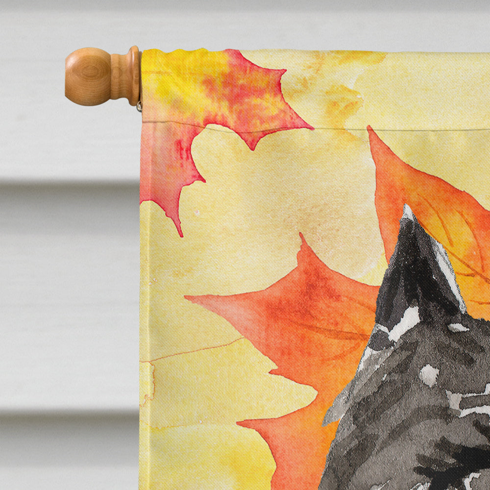 Fall Leaves Bouvier des Flandres House Flag 28x40 Porch Sleeve Pole Decorative Outside Yard Banner Artwork Wall Hanging, Polyester