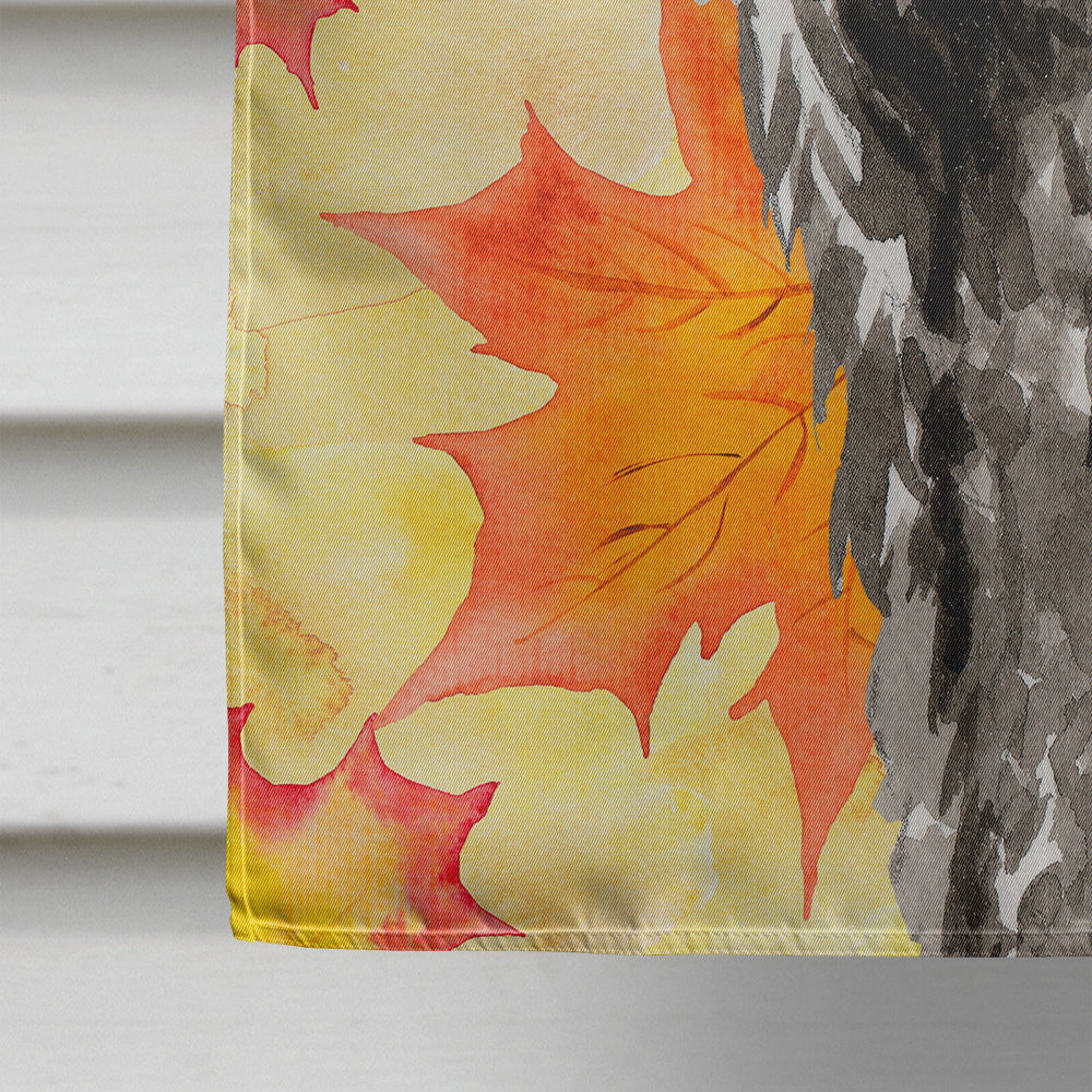 Fall Leaves Bouvier des Flandres House Flag 28x40 Porch Sleeve Pole Decorative Outside Yard Banner Artwork Wall Hanging, Polyester
