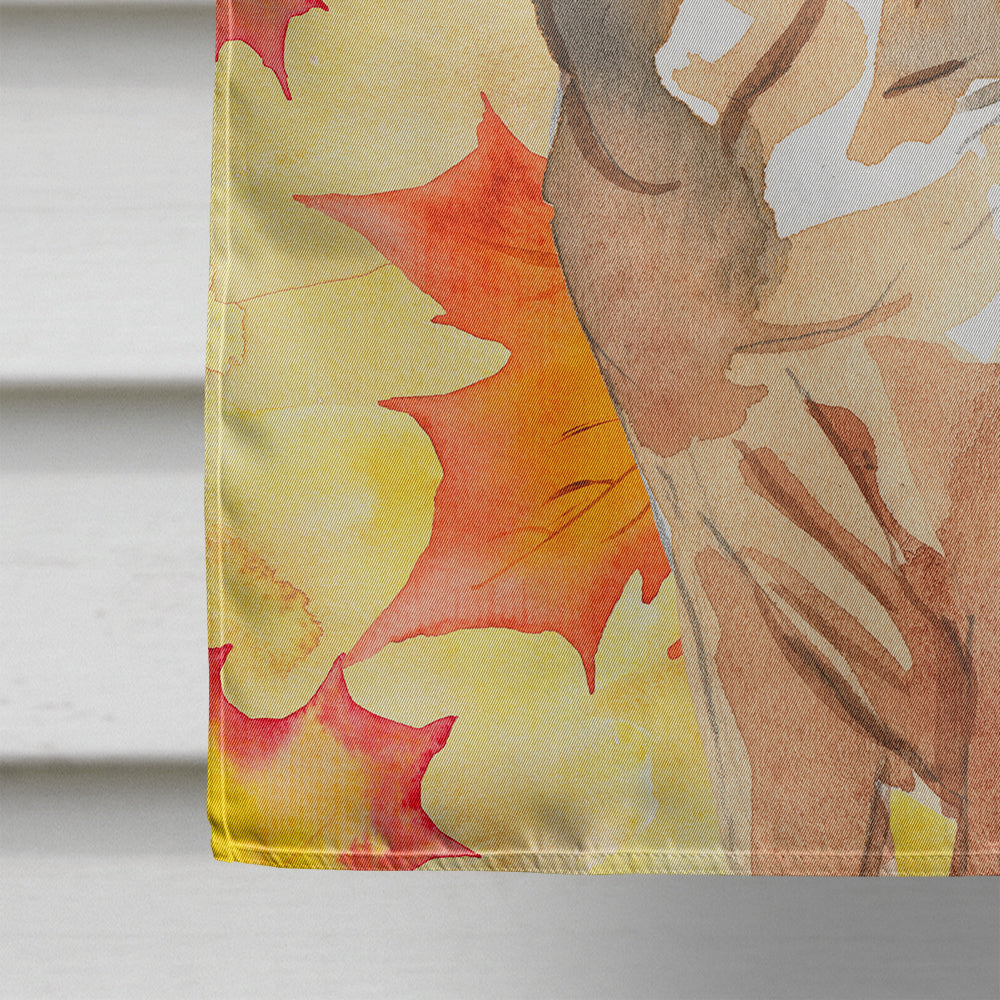 Fall Leaves Bloodhound House Flag 28x40 Porch Sleeve Pole Decorative Outside Yard Banner Artwork Wall Hanging, Polyester