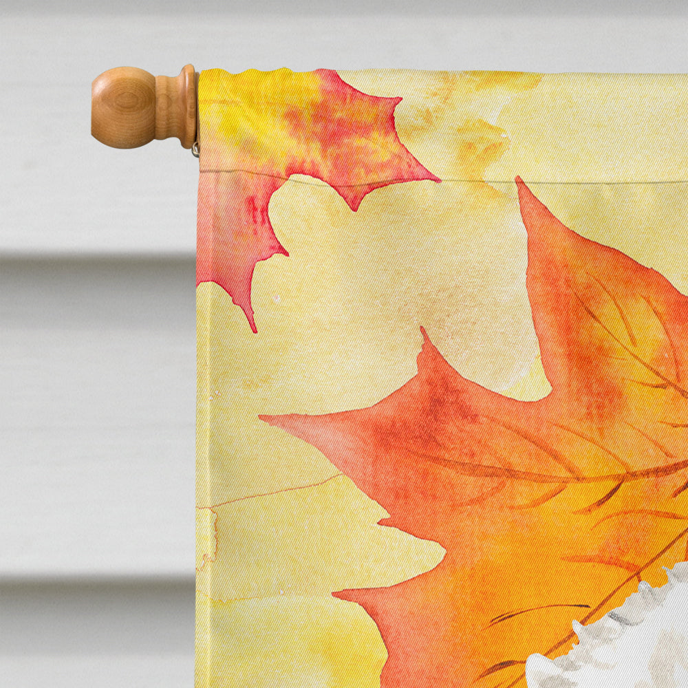 Fall Leaves Bichon Frise House Flag 28x40 Porch Sleeve Pole Decorative Outside Yard Banner Artwork Wall Hanging, Polyester